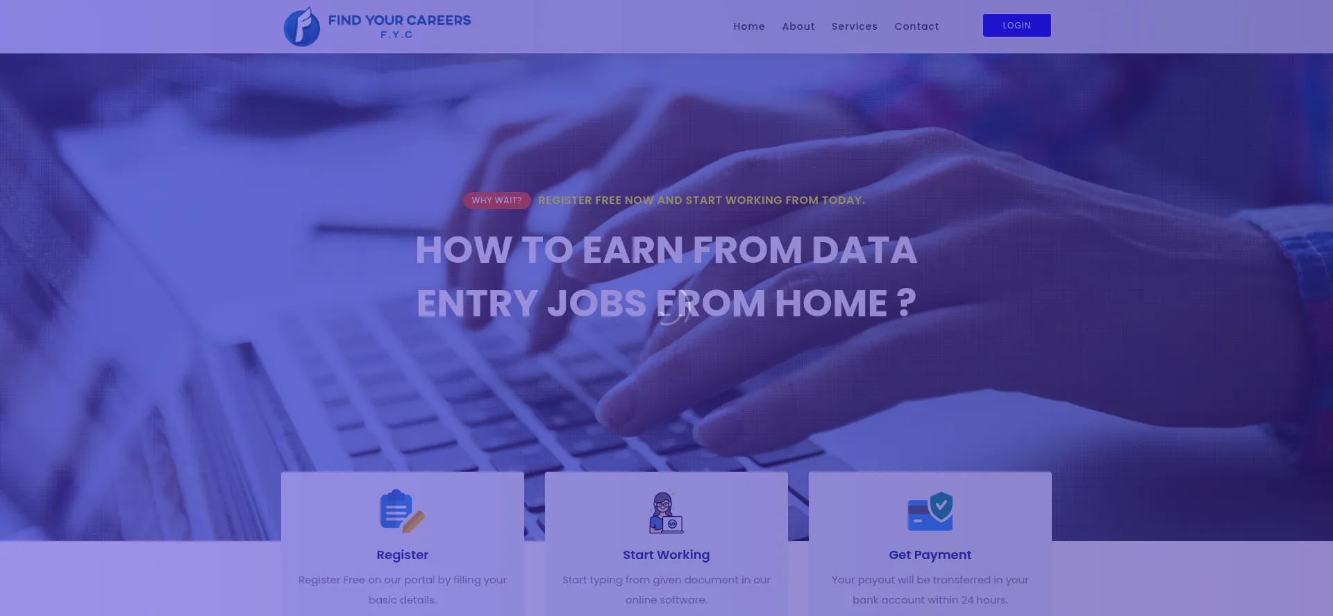 Website screenshot of Findyourcareers.com