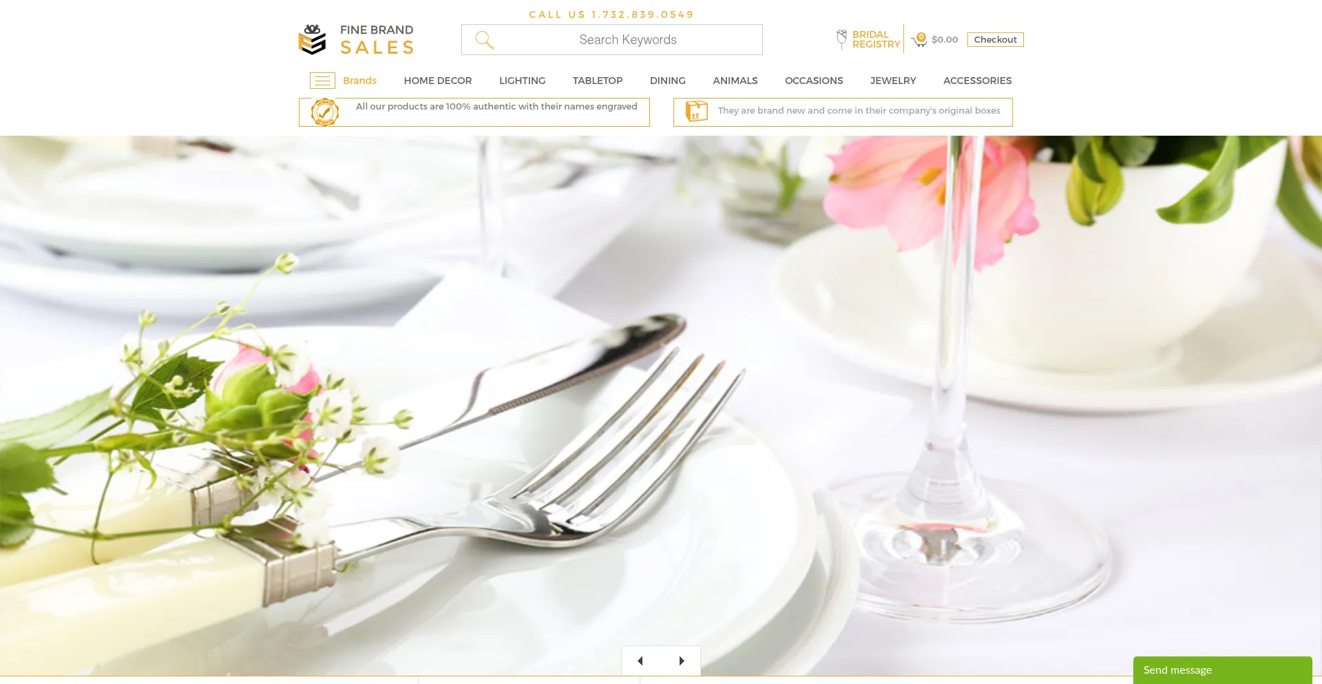 Website screenshot of Finebrandsales.com