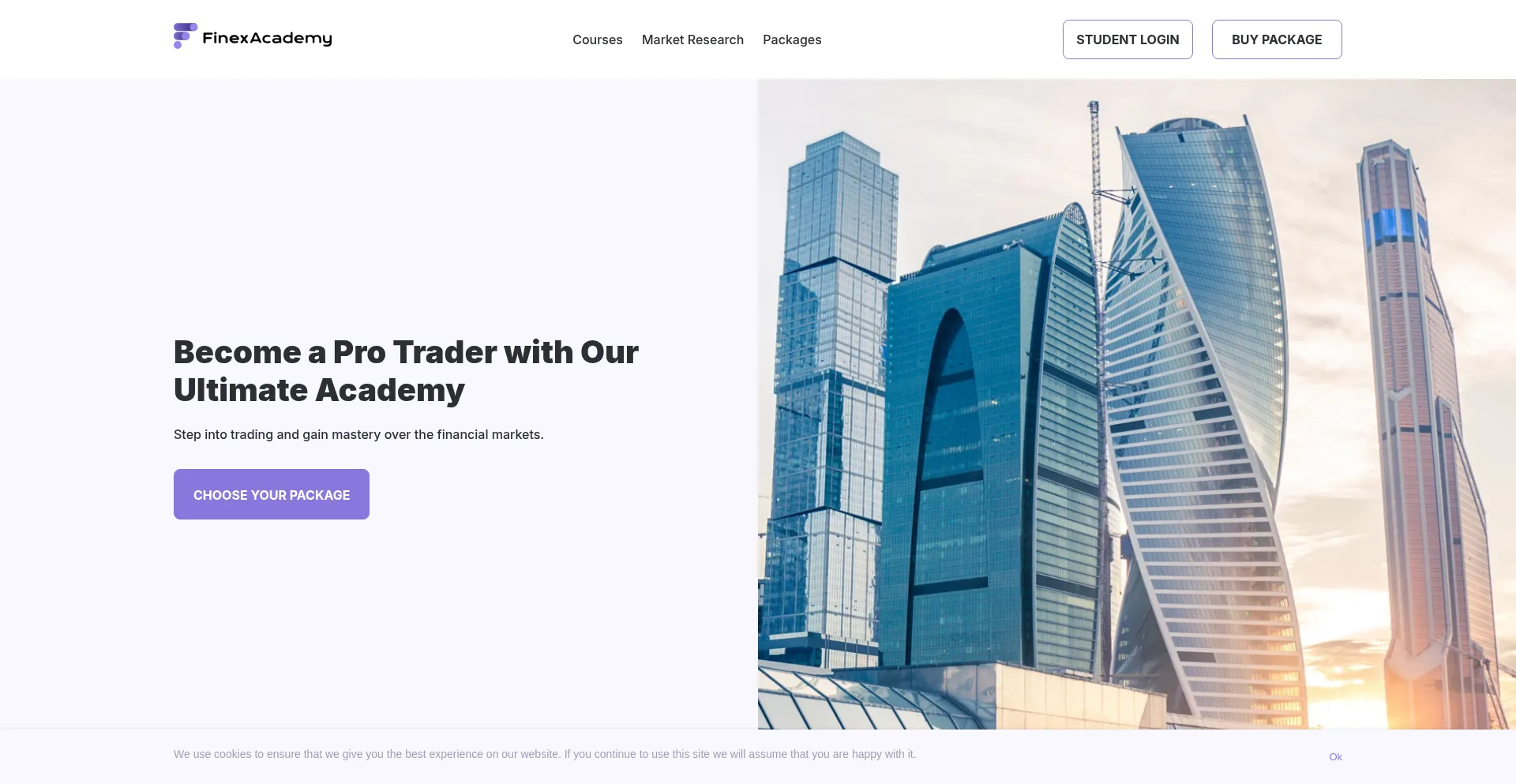 Website screenshot of Finex.academy