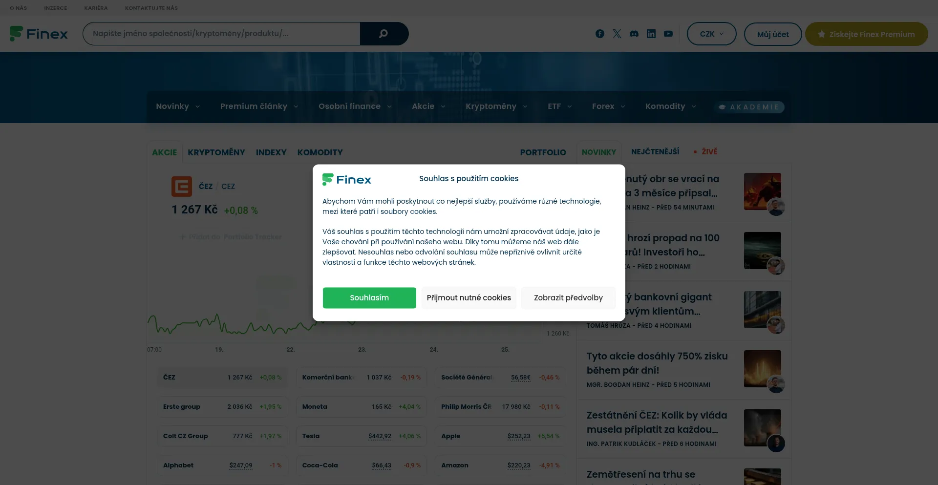 Finex.cz Screenshot