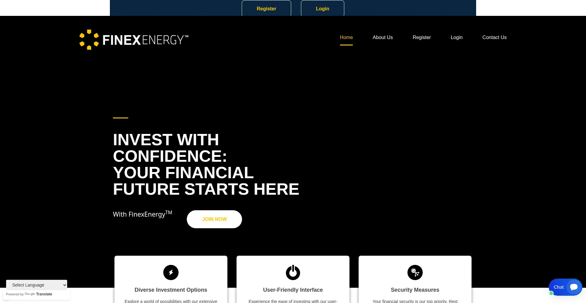 Website screenshot of Finexenergy.org