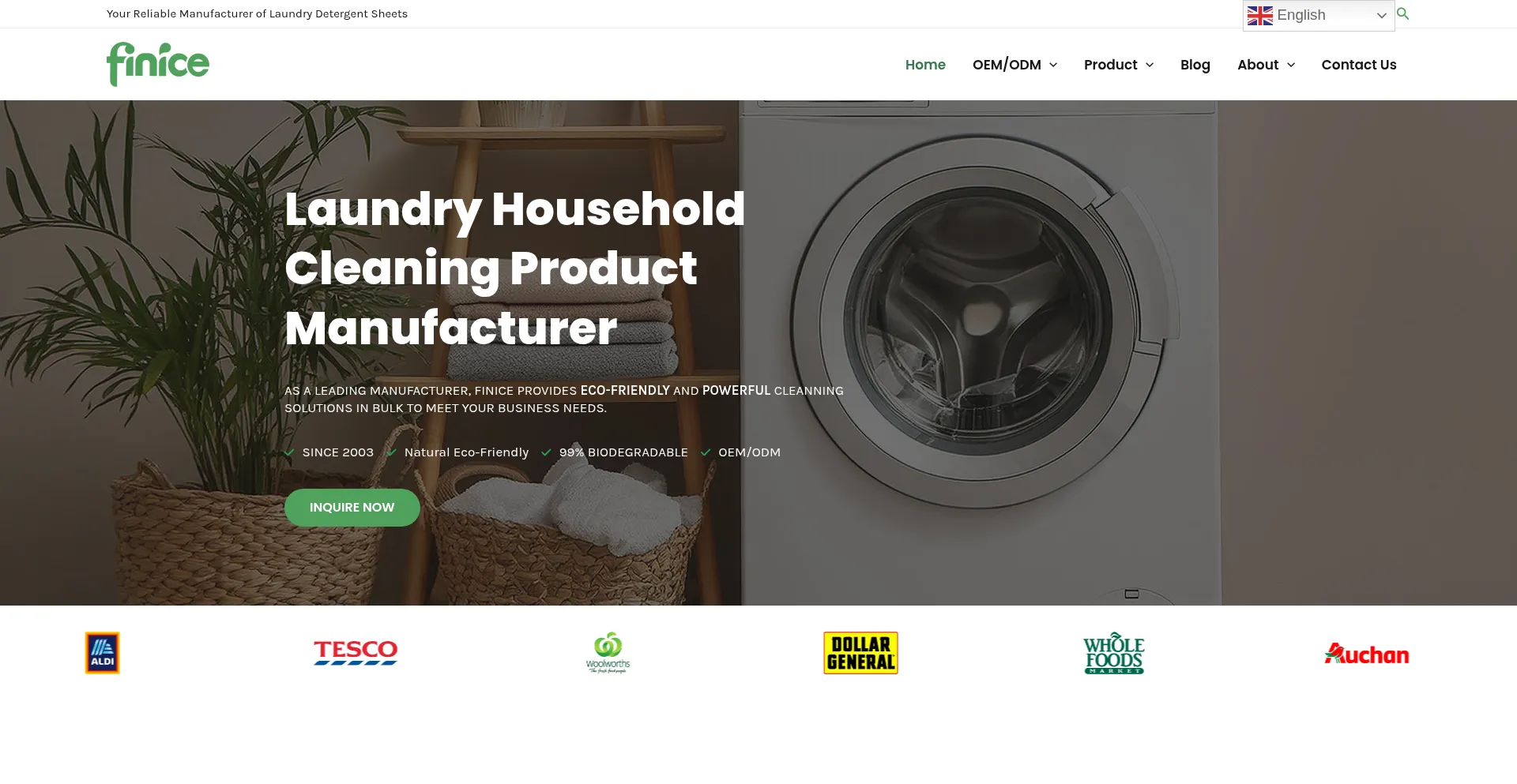 Website screenshot of Finicecleaning.com