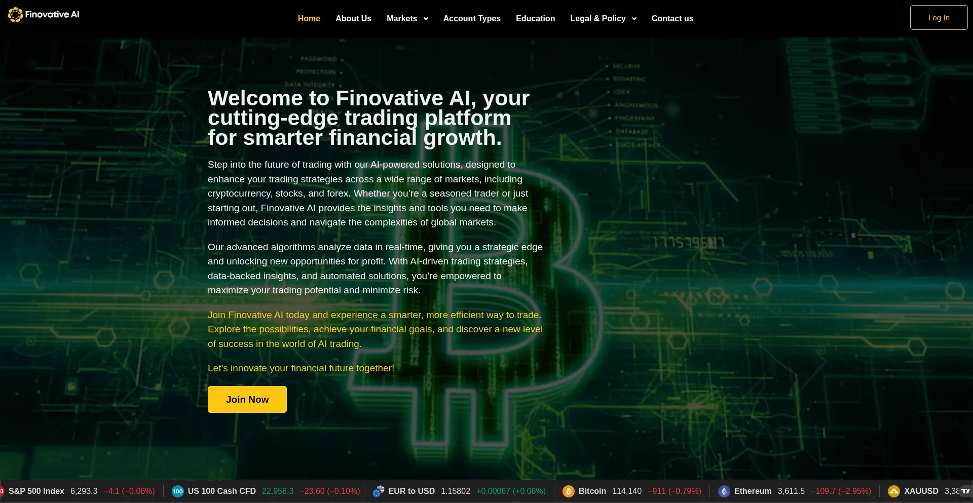 Website screenshot of Finovative-ai.com