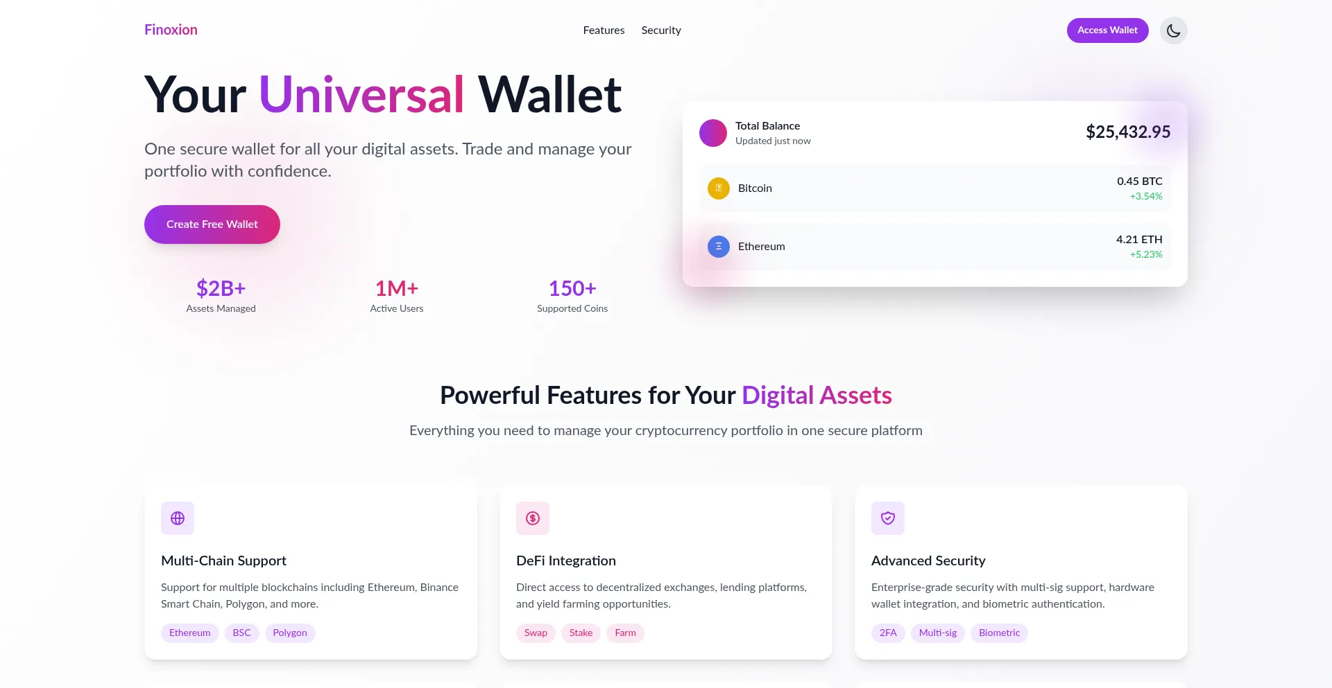 Website screenshot of Finoxion.com