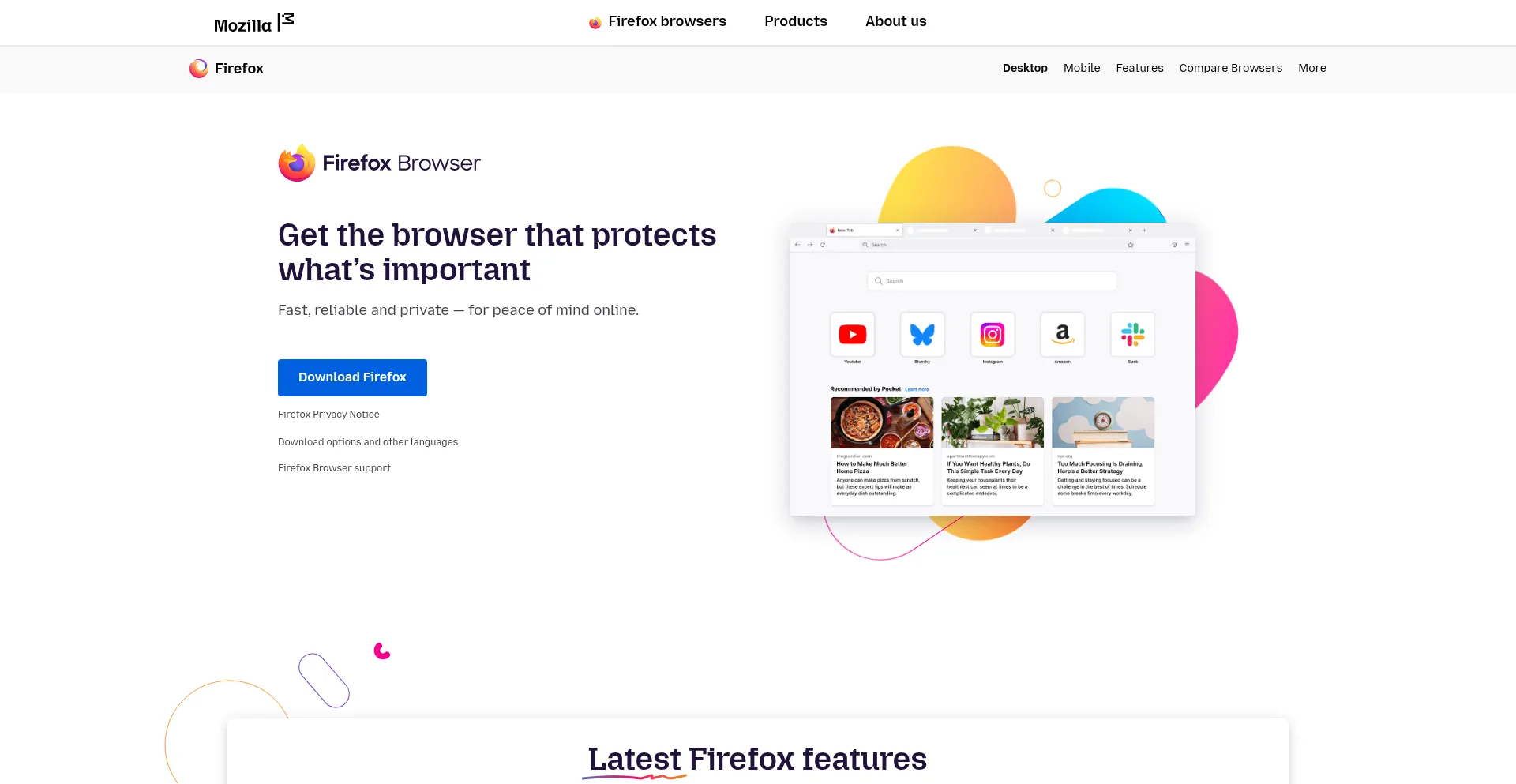 Website screenshot of Firefox.com