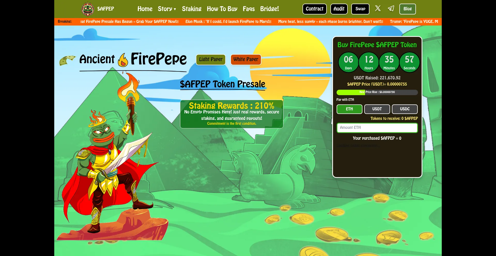 Website screenshot of Firepepe.com