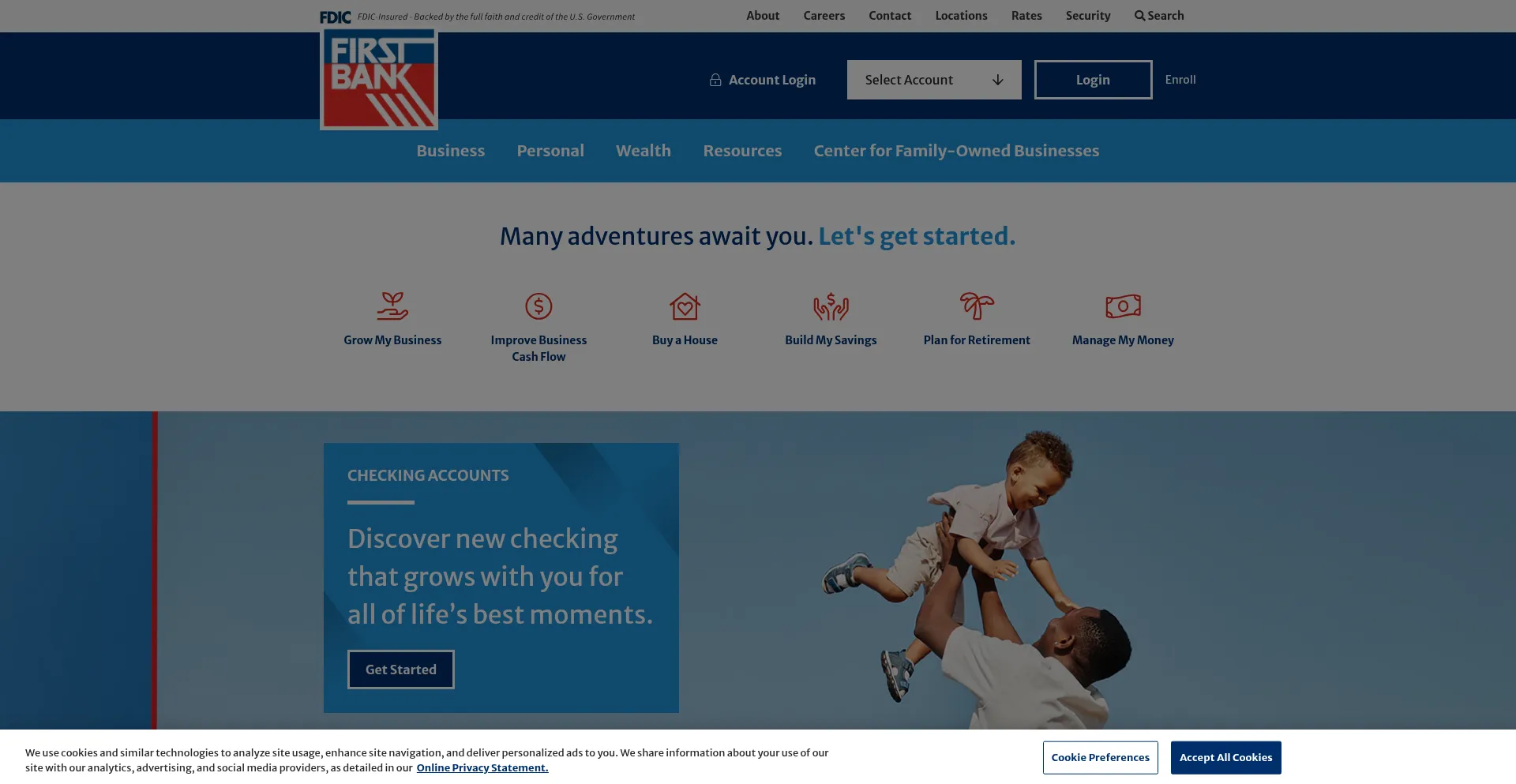 Website screenshot of First.bank