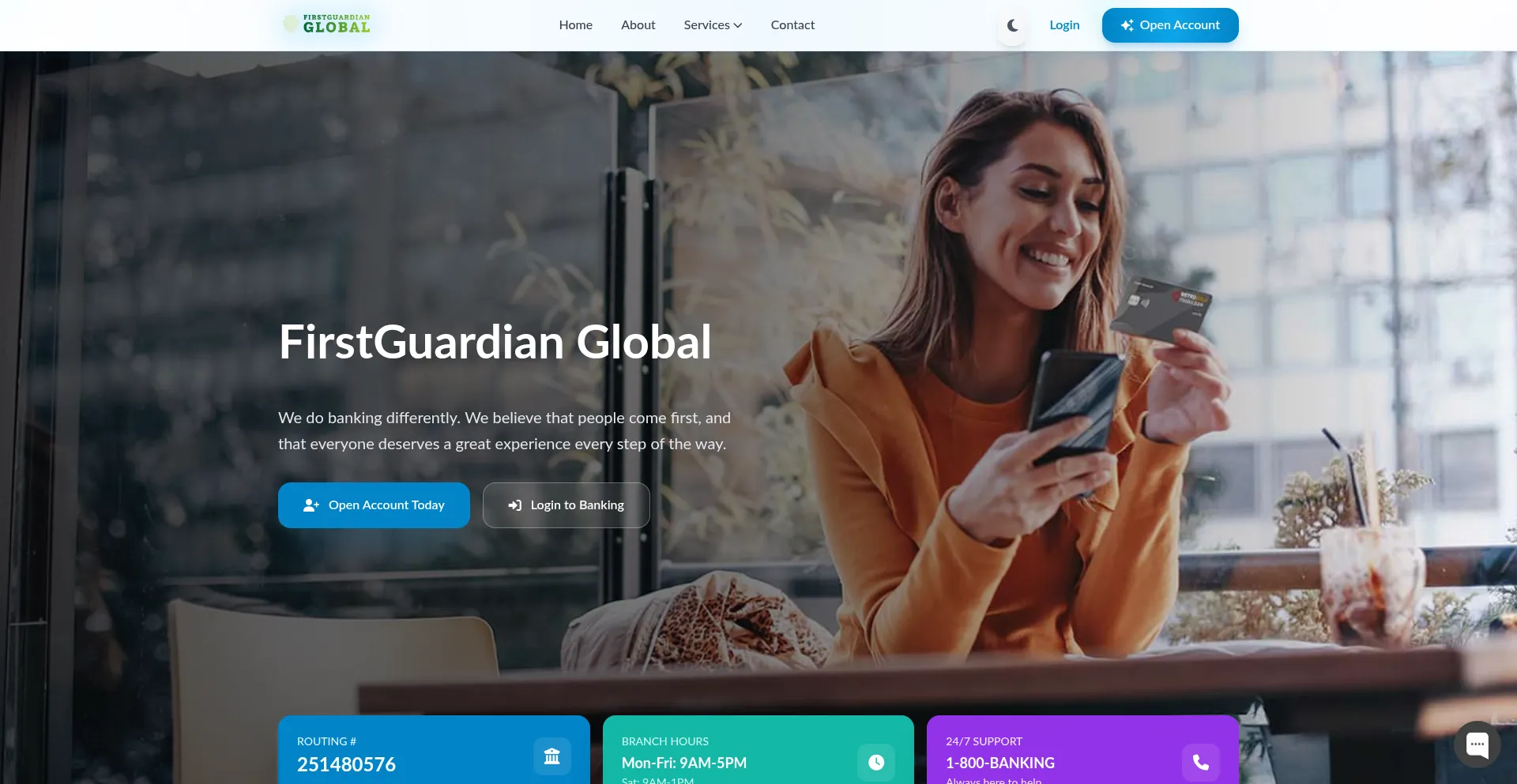 Website screenshot of Firstguardianglobal.org