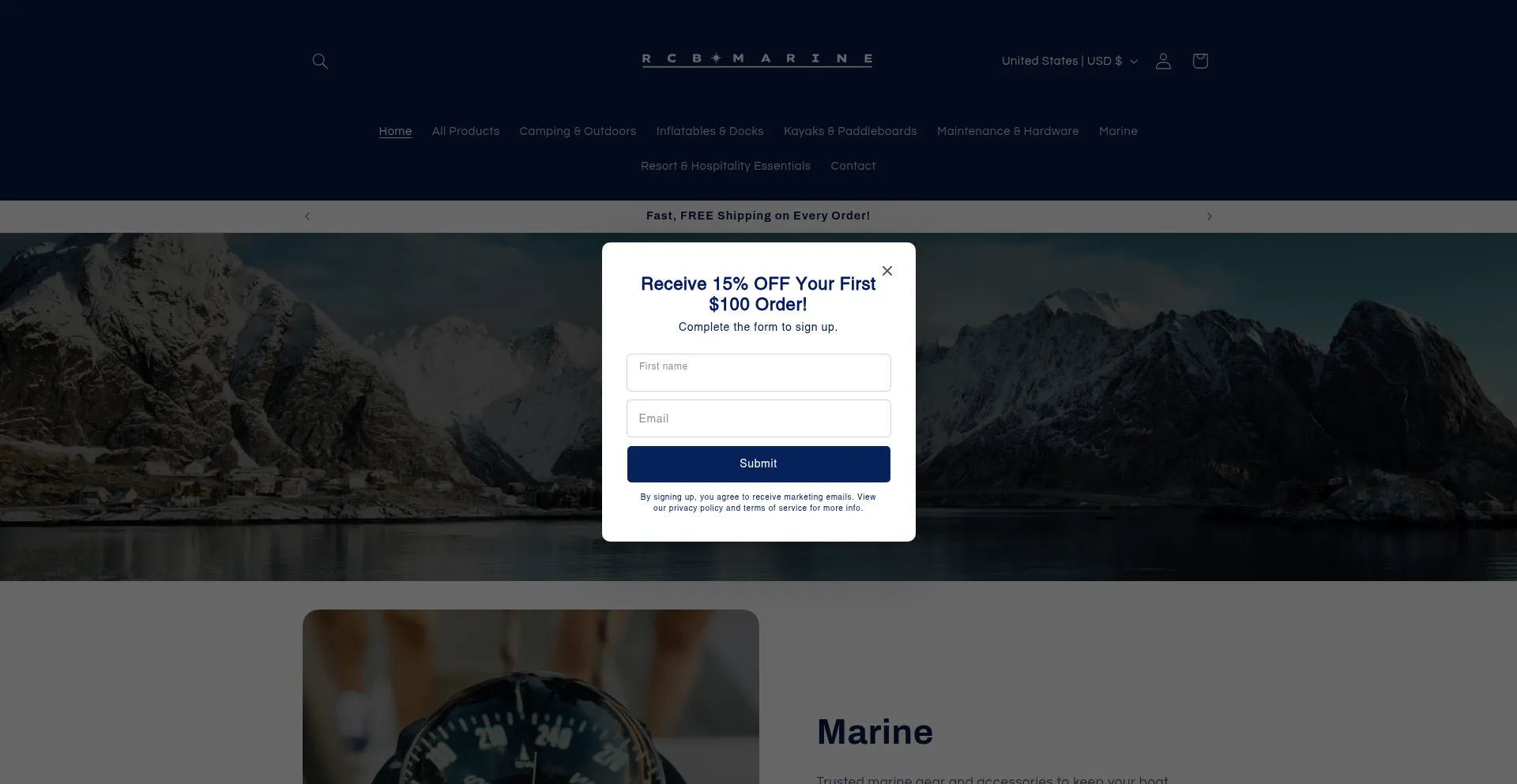 Website screenshot of Firstlightsupplyco.com