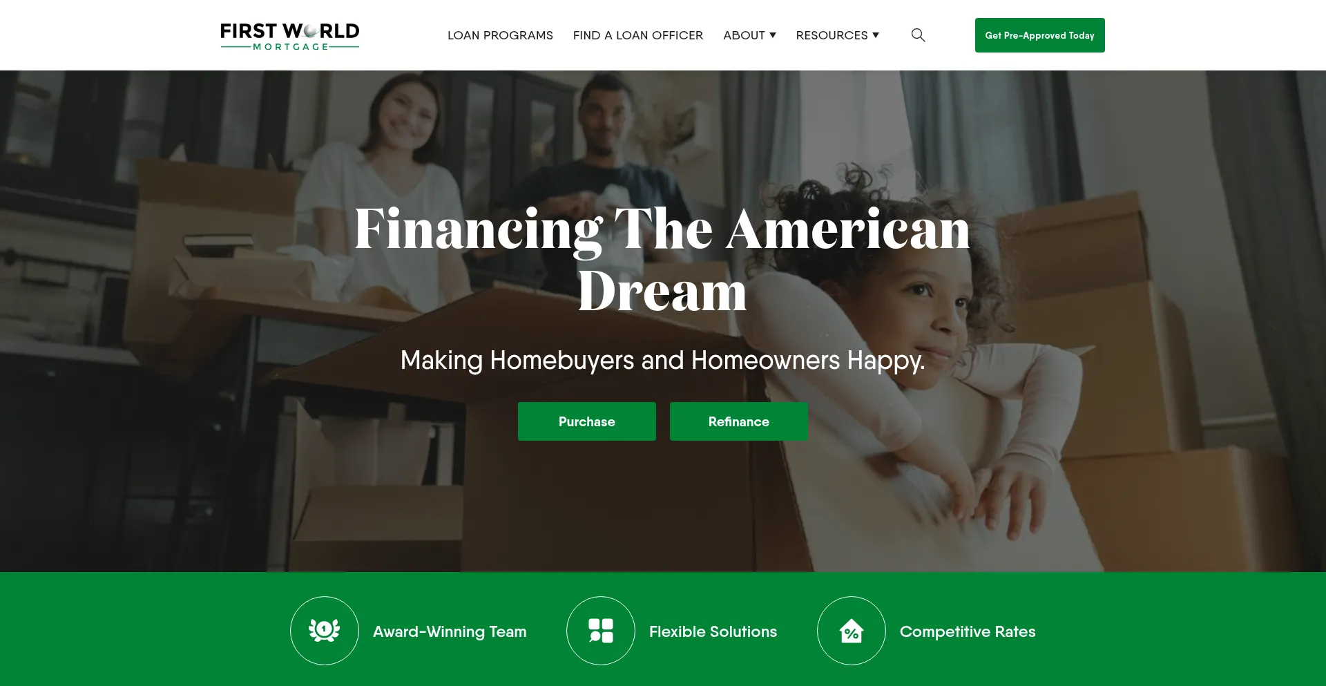Website screenshot of Firstworldmortgage.com