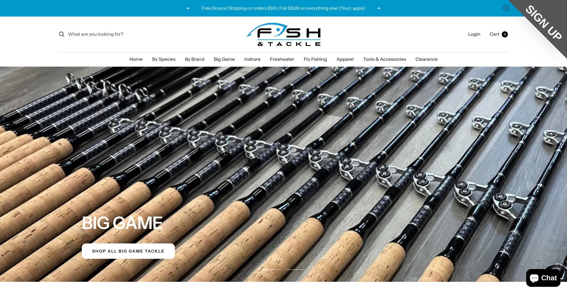 Website screenshot of Fishandtackle.com