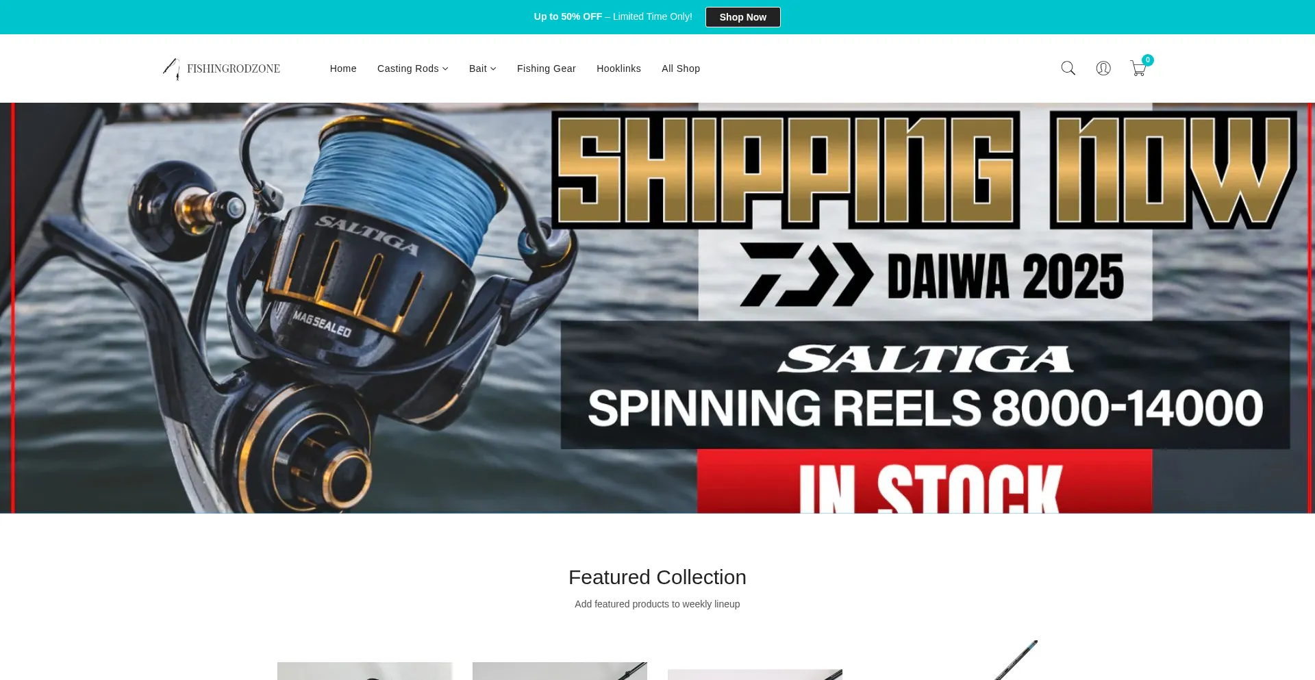 Website screenshot of Fishingrodzone.com