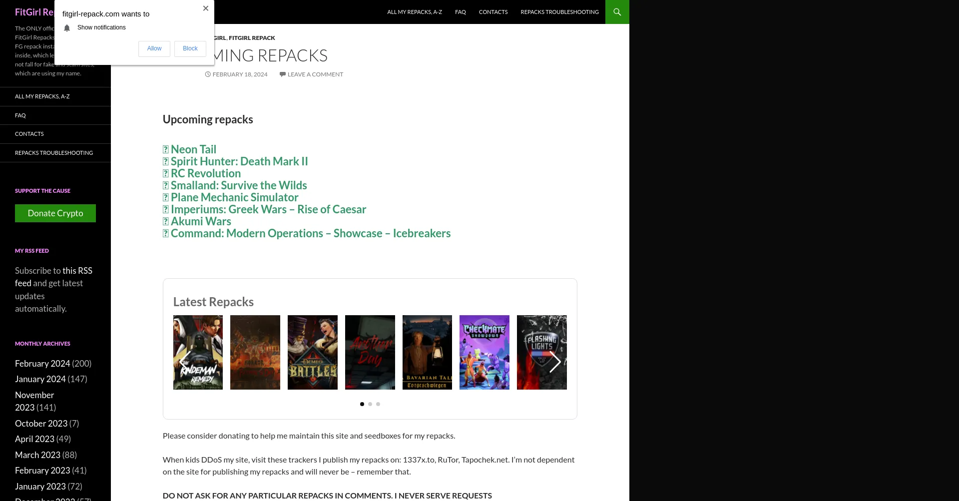 Website screenshot of Fitgirl-repack.com