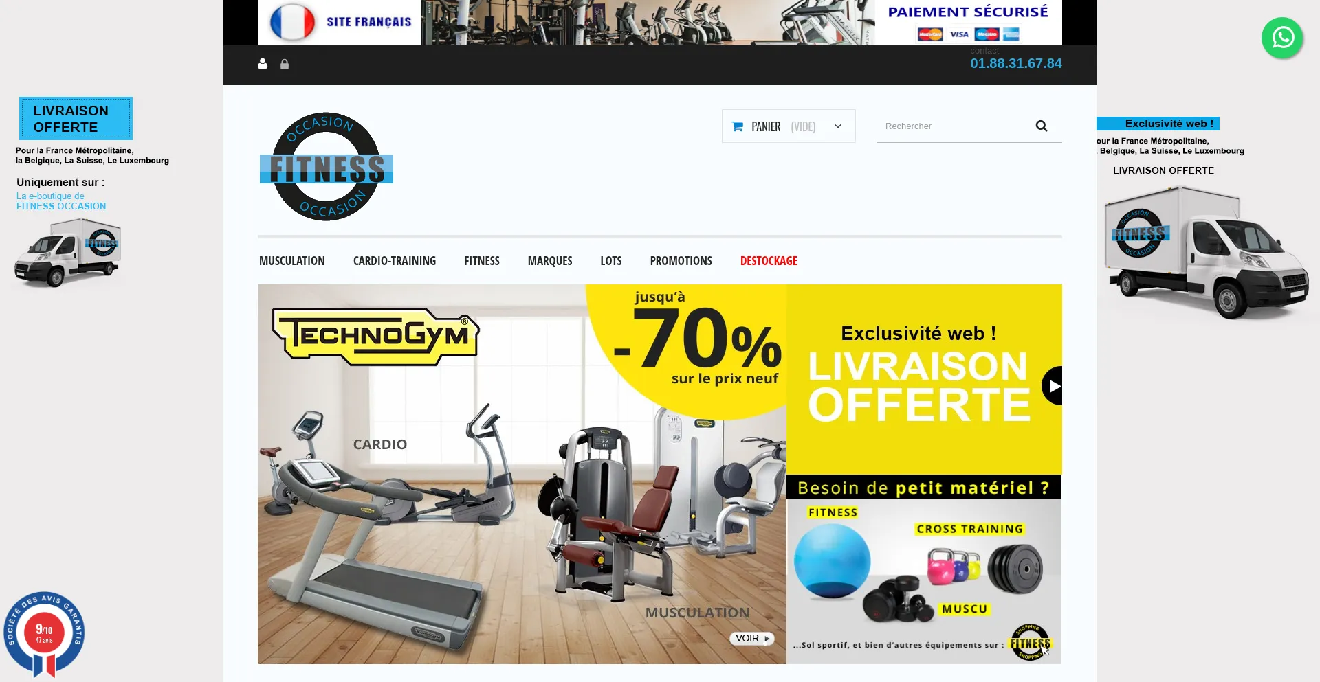 Website screenshot of Fitness-occasion.fr