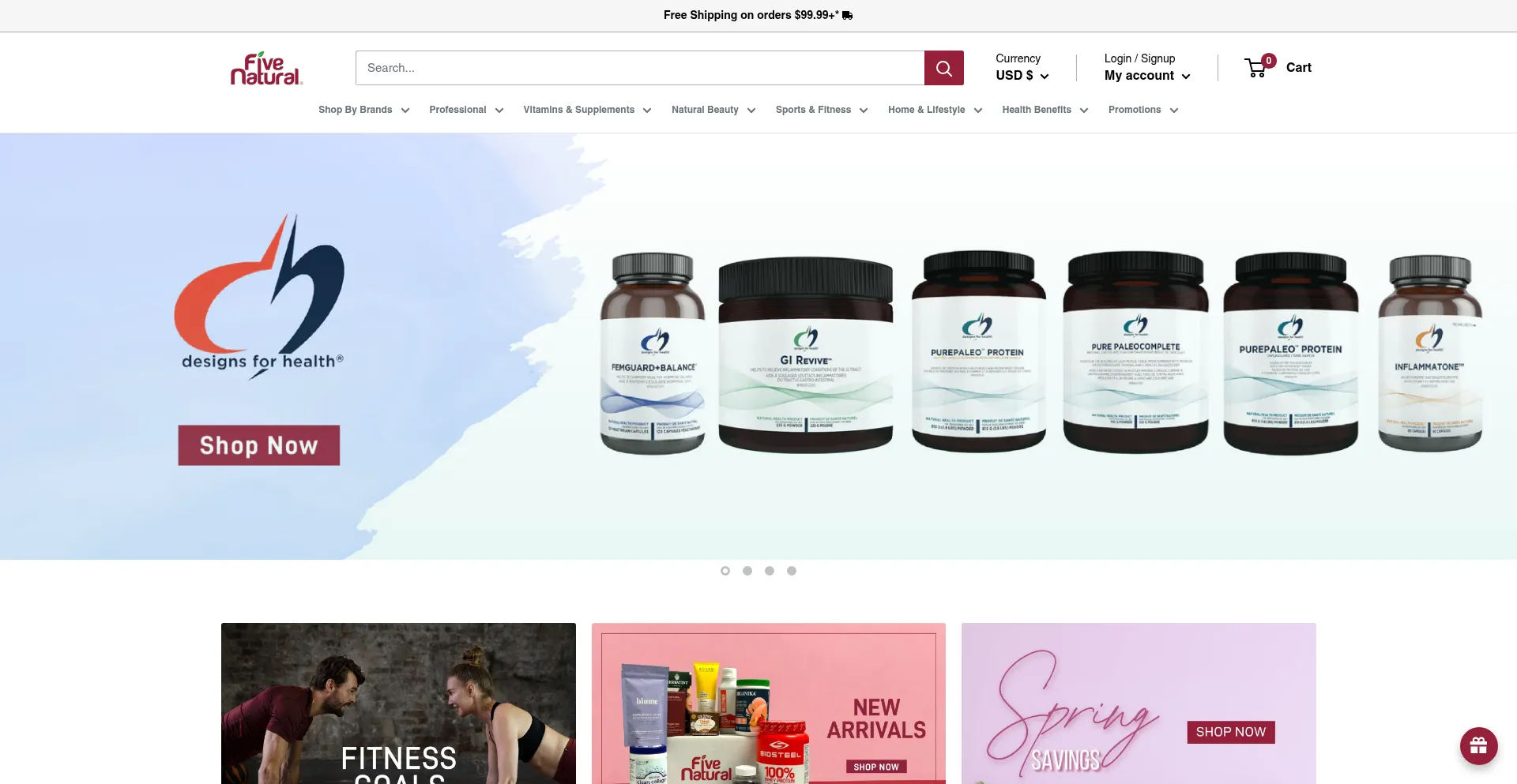 Website screenshot of Fivenatural.com