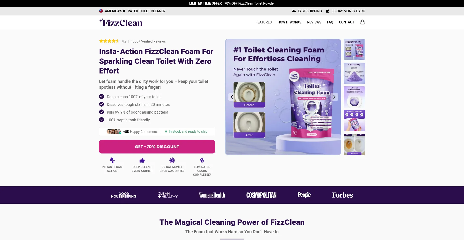 Website screenshot of Fizzclean.com