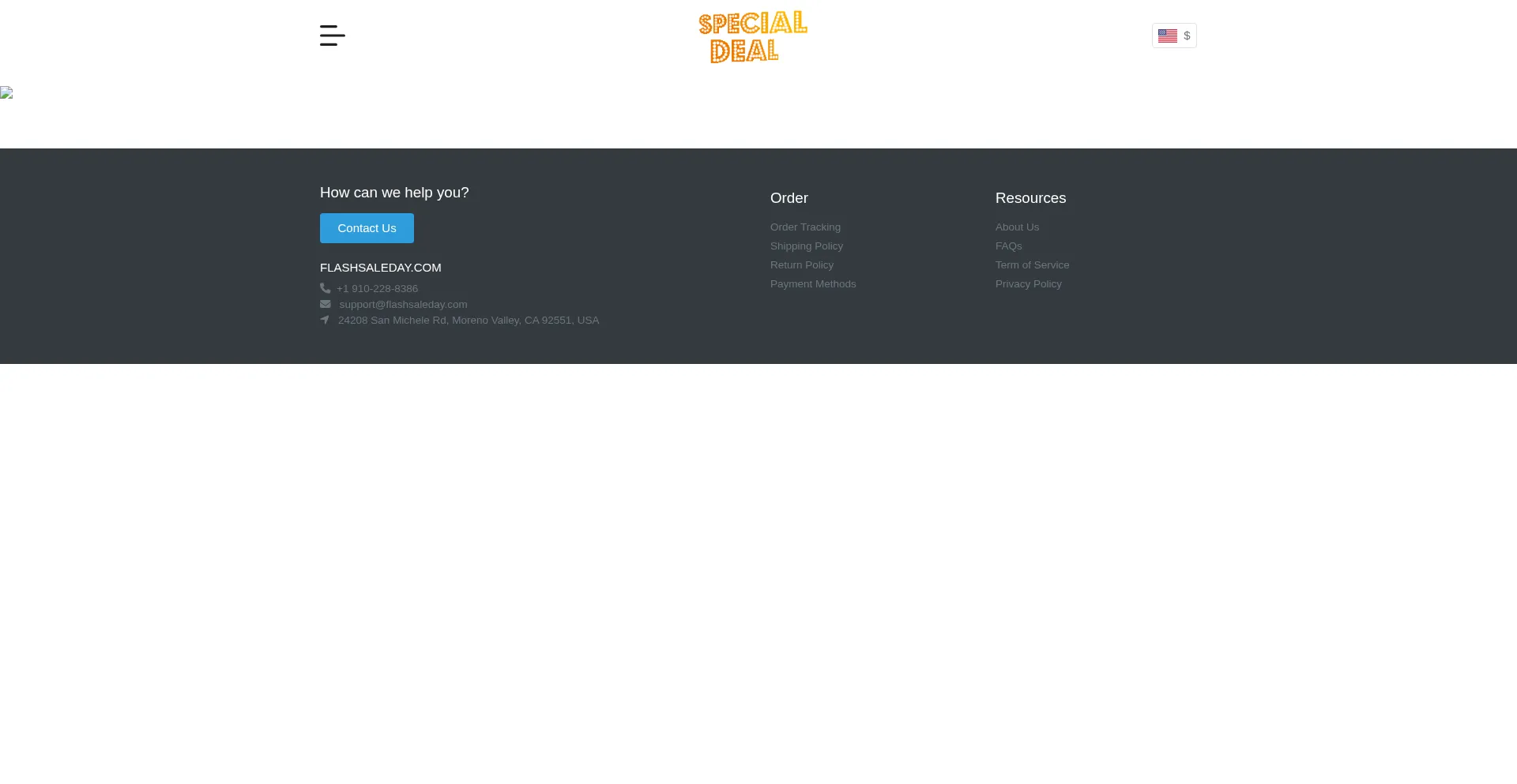 Website screenshot of Flashsaleday.com
