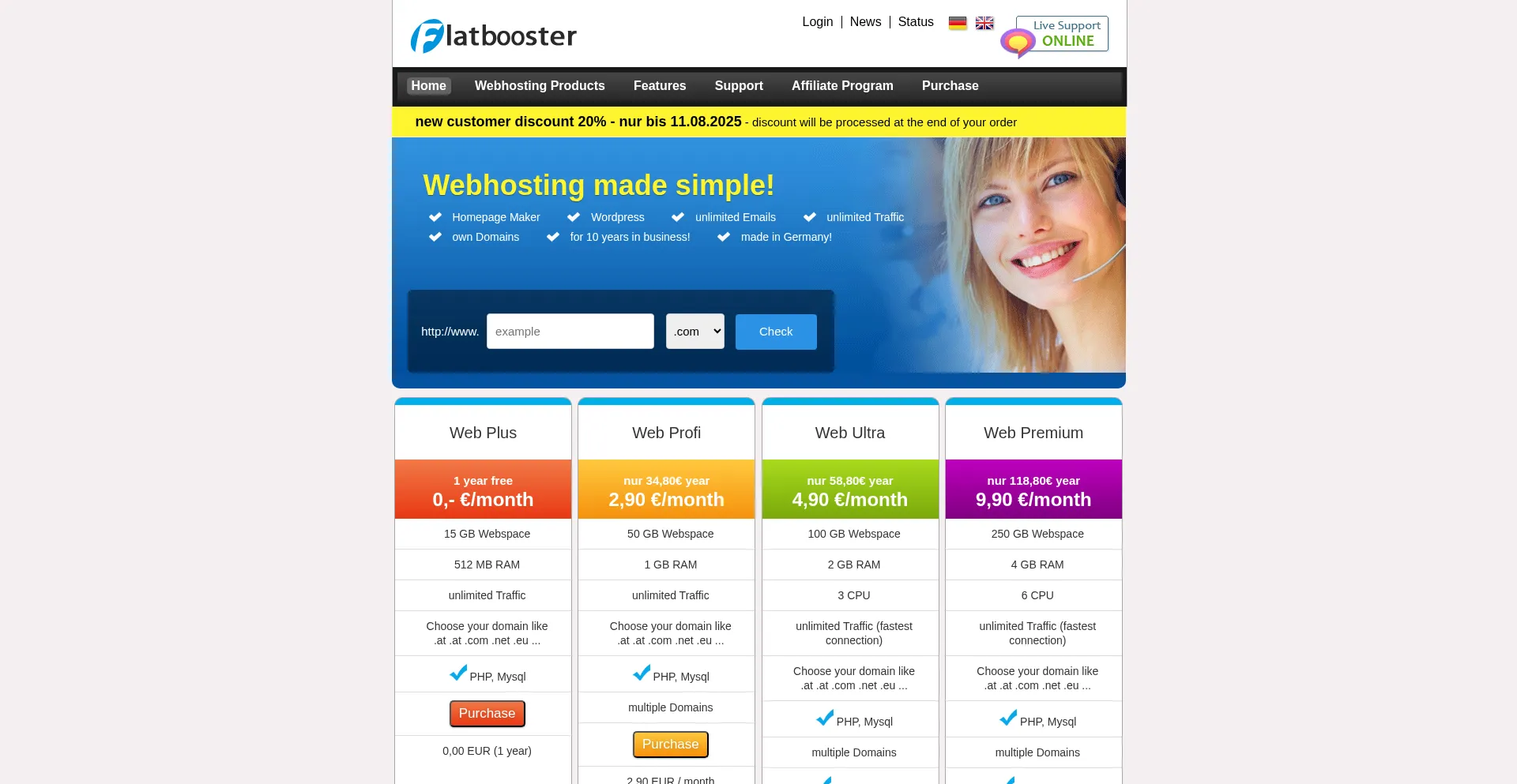 Website screenshot of Flatbooster.com