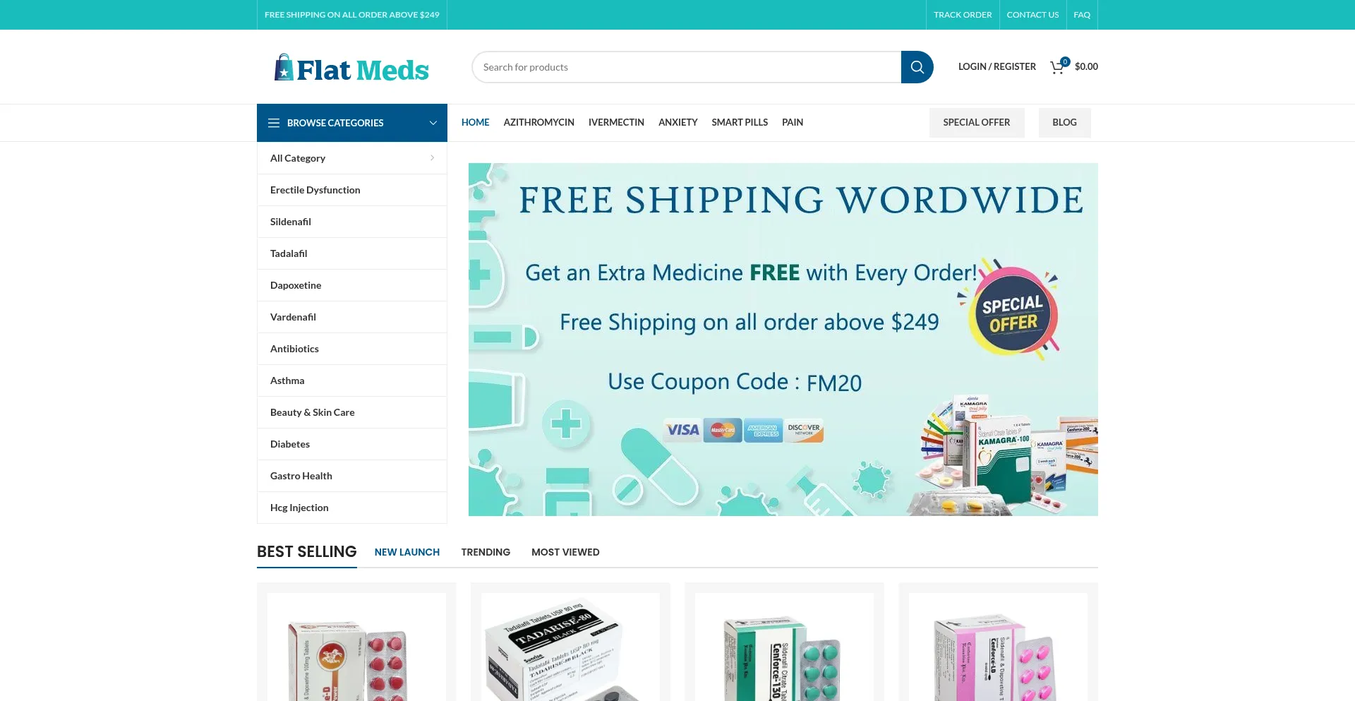 Website screenshot of Flatmeds.com