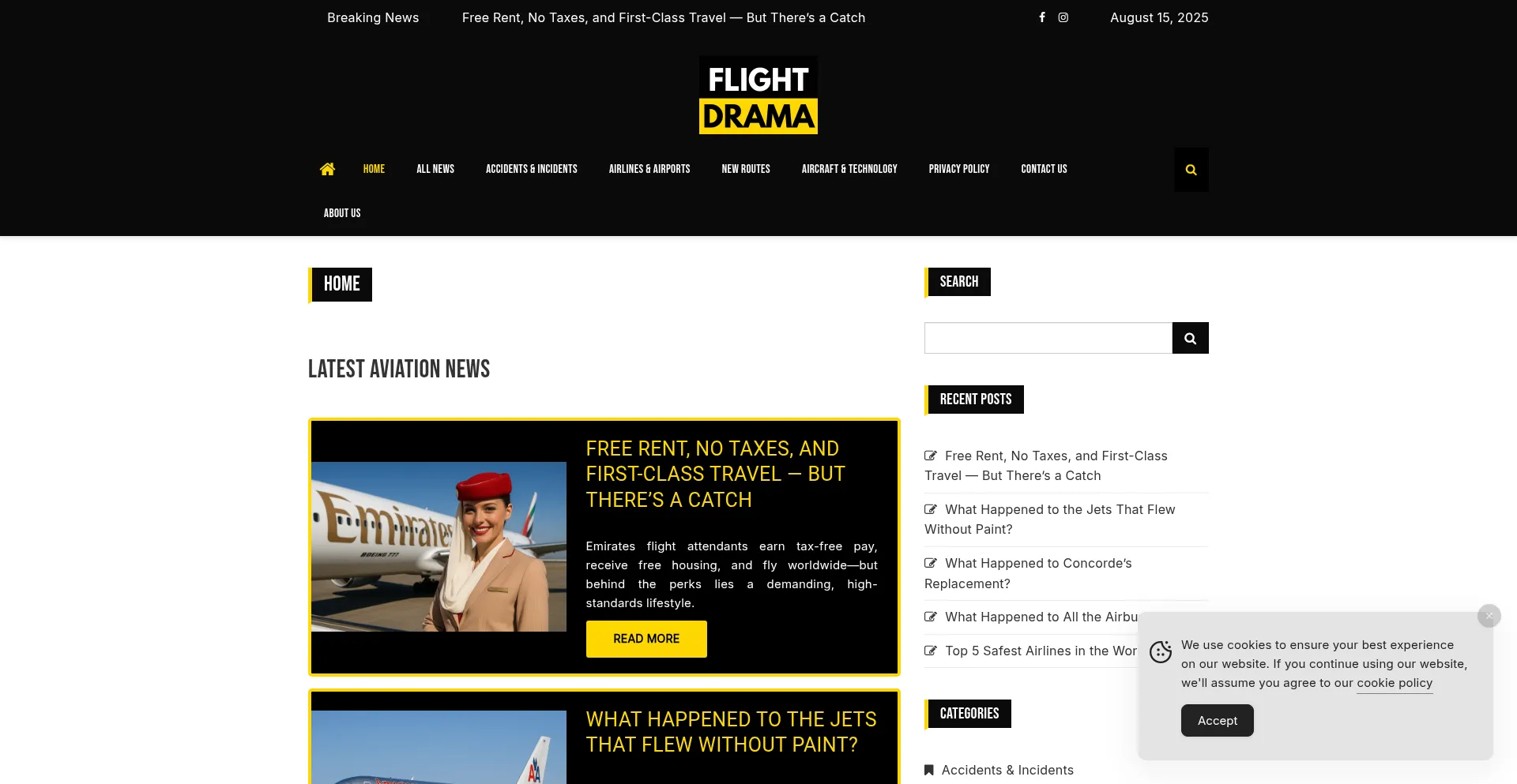 Website screenshot of Flightdrama.com