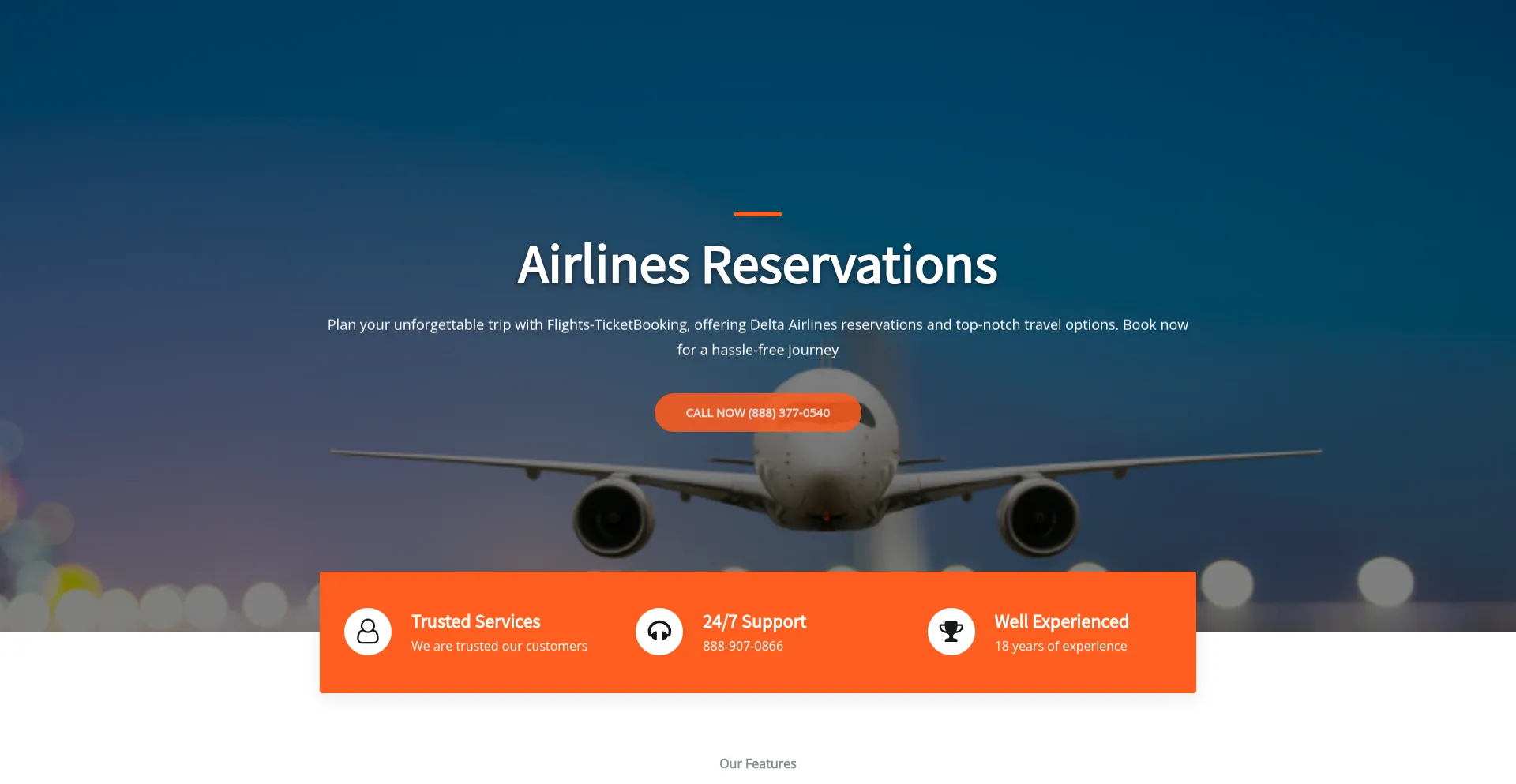 Website screenshot of Flights-ticketbooking.com