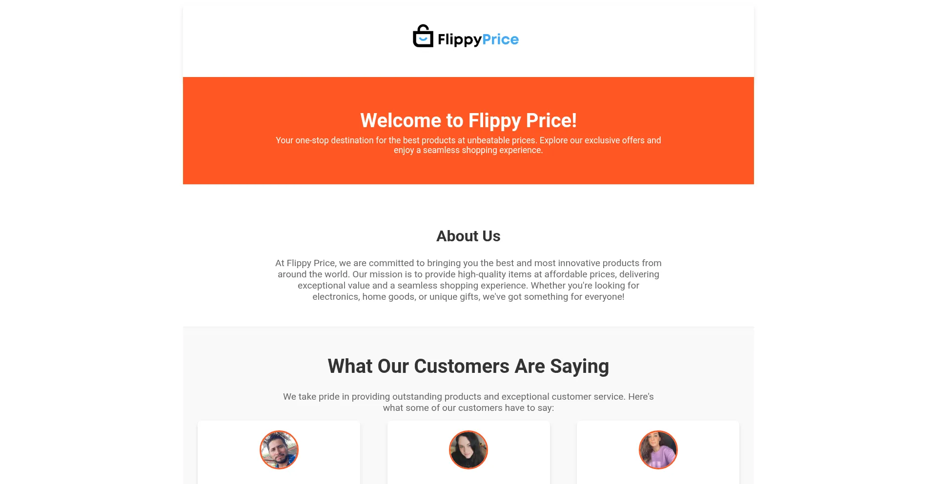 Website screenshot of Flippyprice.com