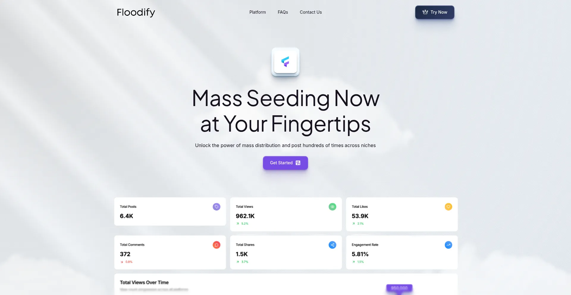 Website screenshot of Floodify.io