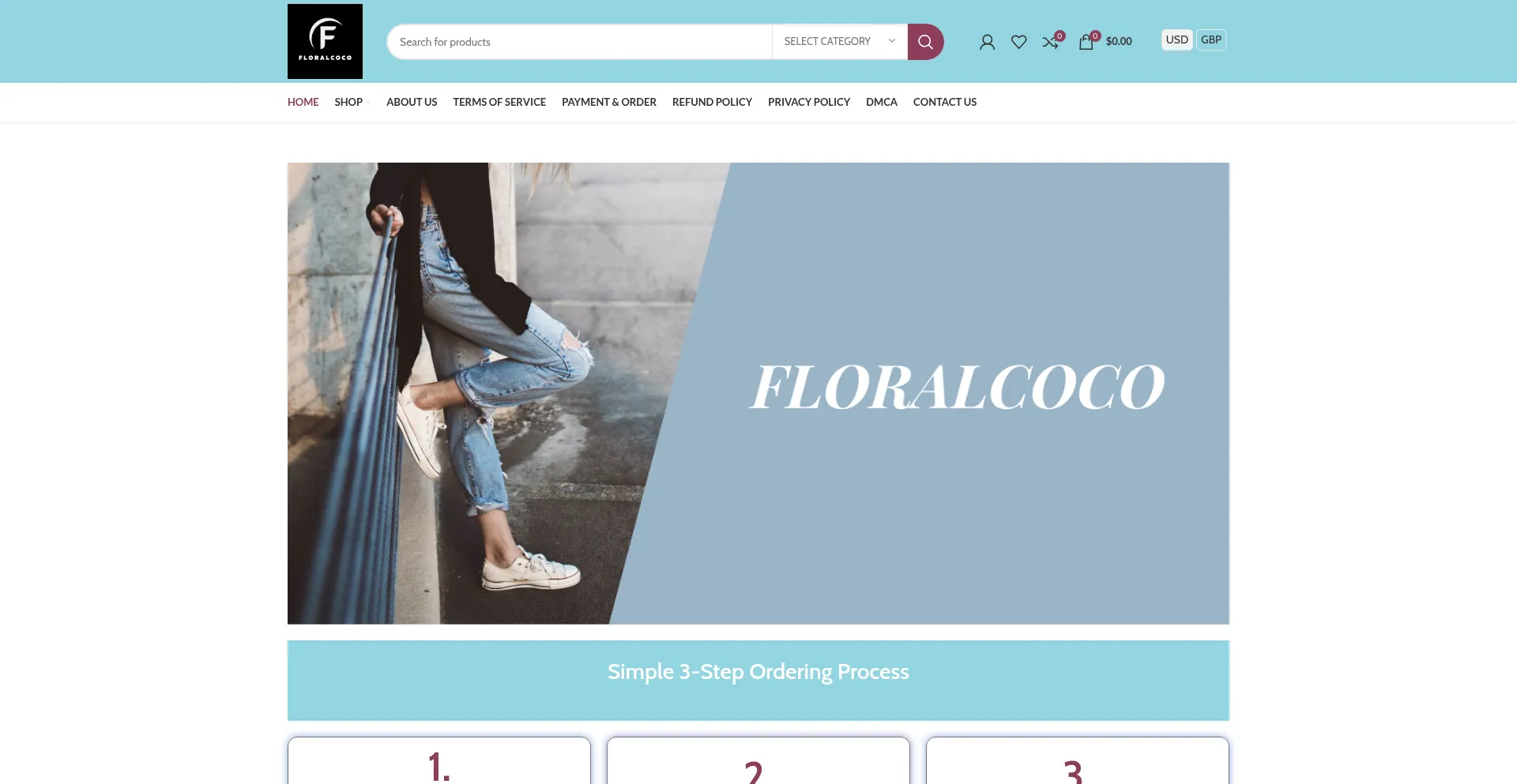 Website screenshot of Floralcoco.store