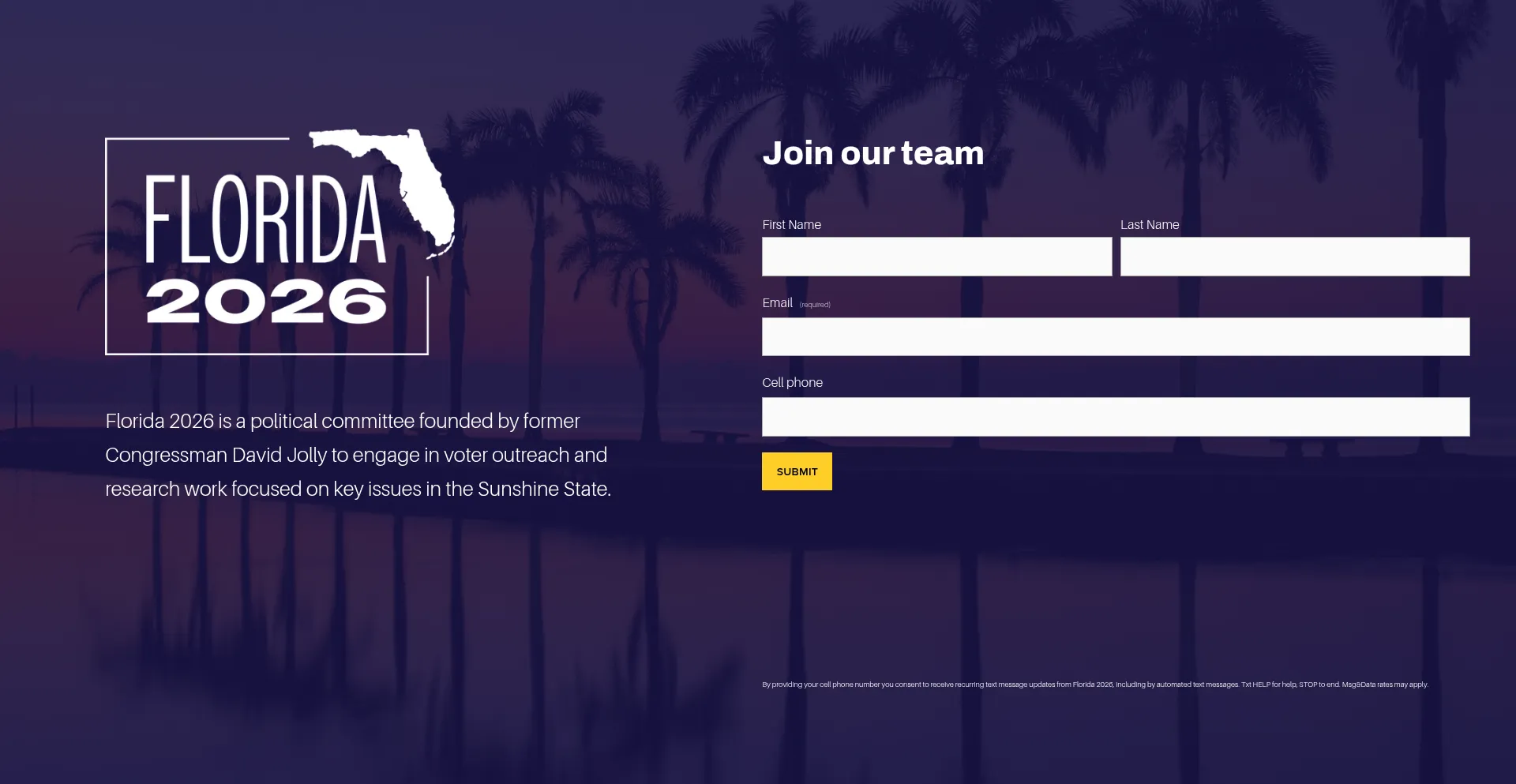 Website screenshot of Florida2026.com
