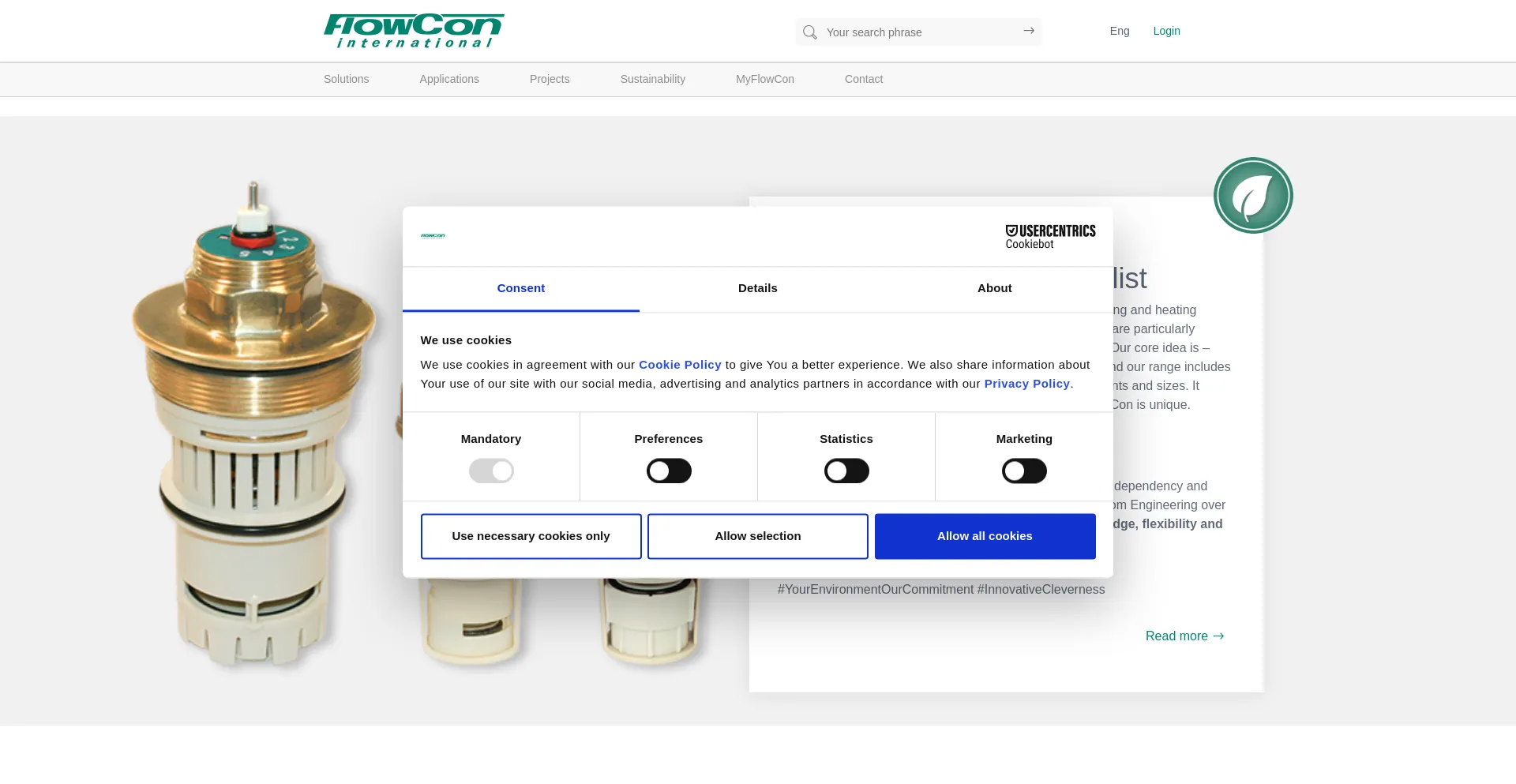Website screenshot of Flowcon.com