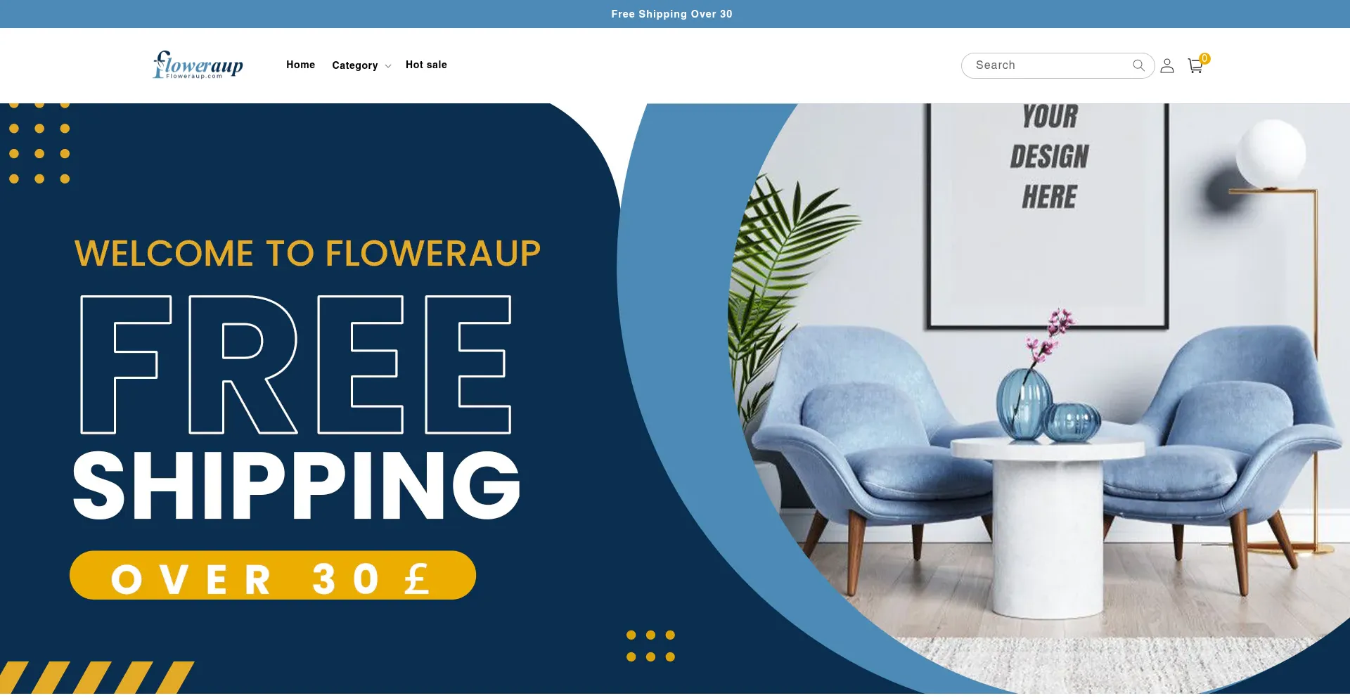 Website screenshot of Floweraup.com