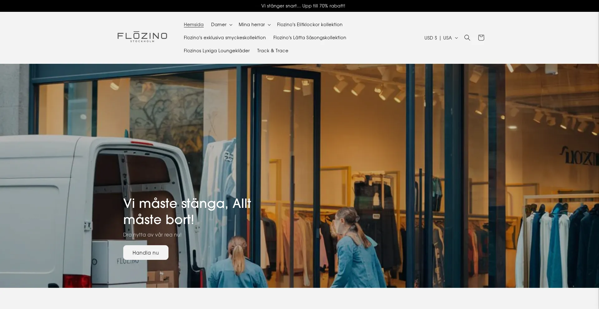 Website screenshot of Flozino.se