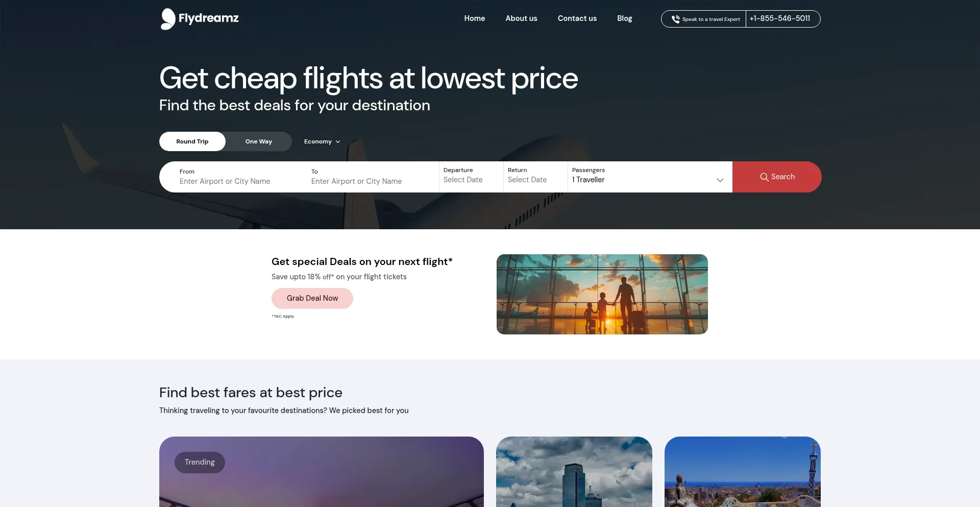 Website screenshot of Flydreamz.com