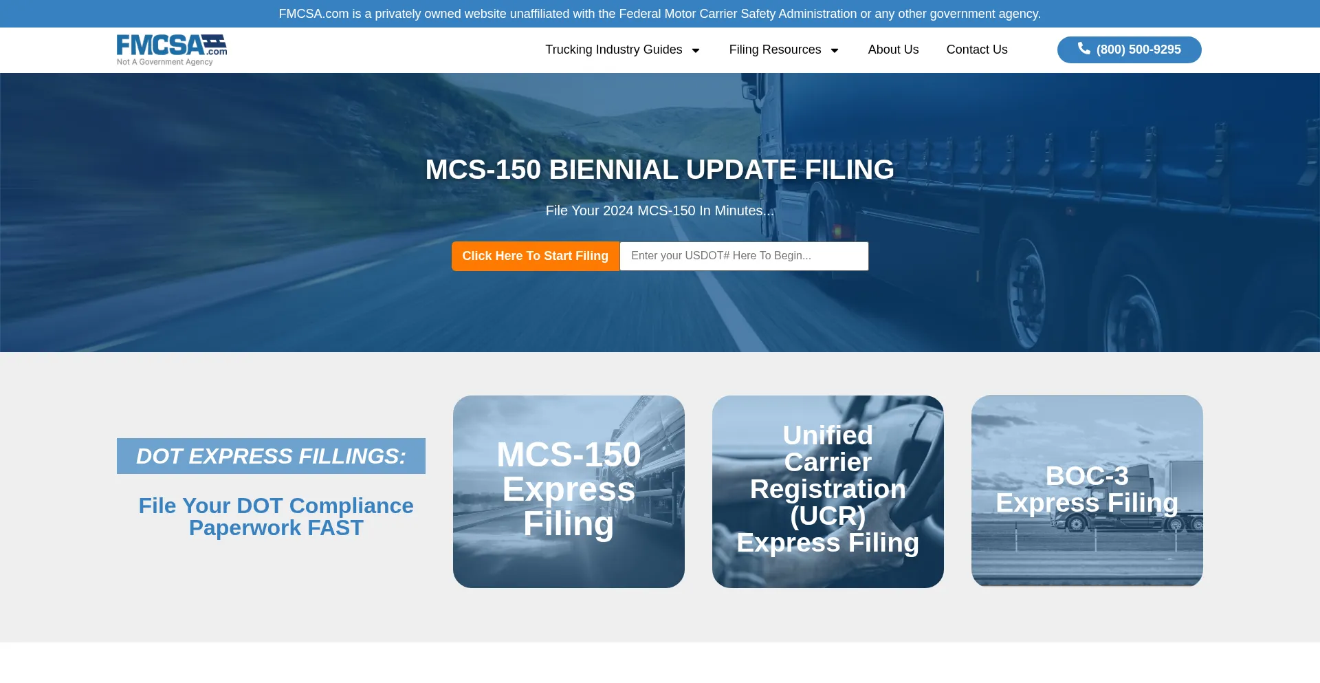 Website screenshot of Fmcsa.com