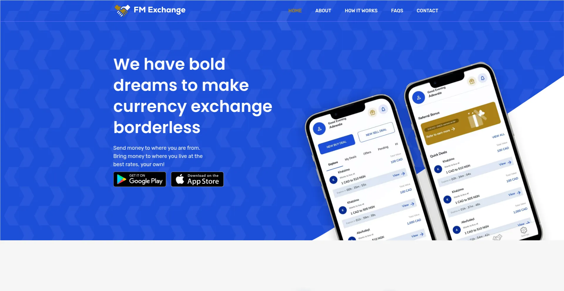 Website screenshot of Fmexchange.ca