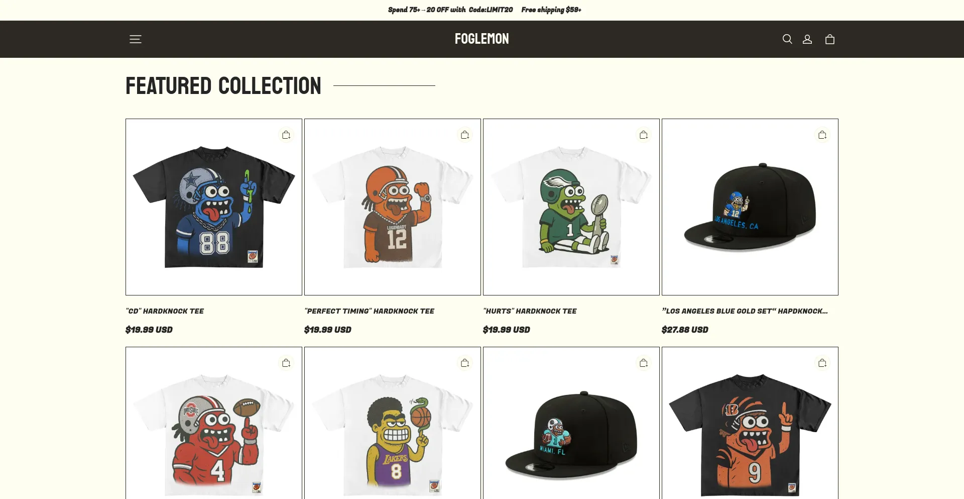 Website screenshot of Foglemon.com
