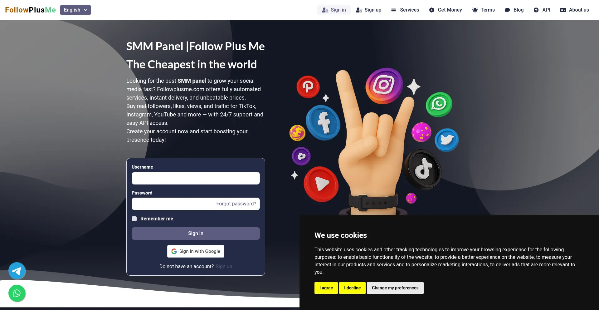 Website screenshot of Followplusme.com