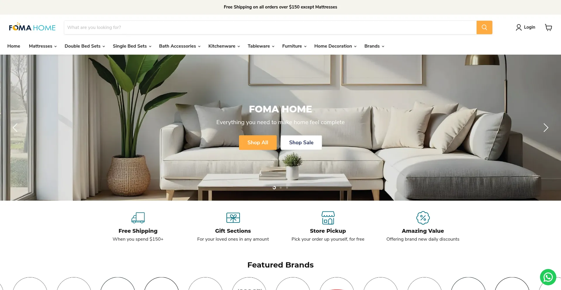 Website screenshot of Fomahome.com