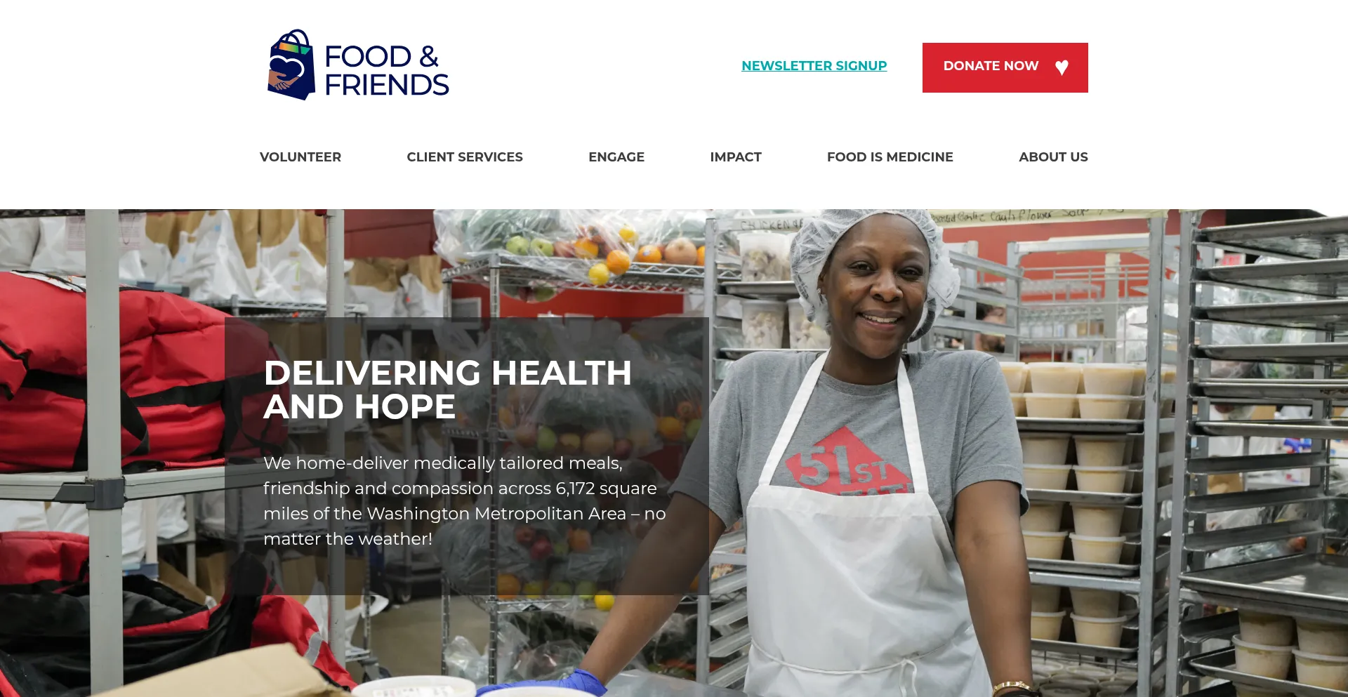 Website screenshot of Foodandfriends.org