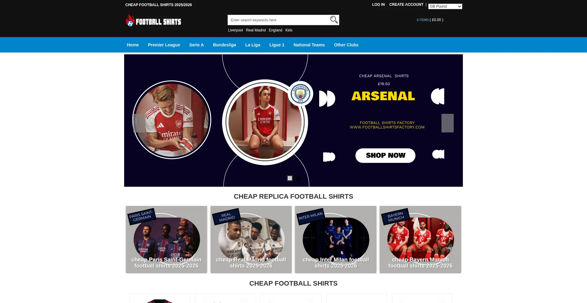 Footballshirtsfactory.com Screenshot