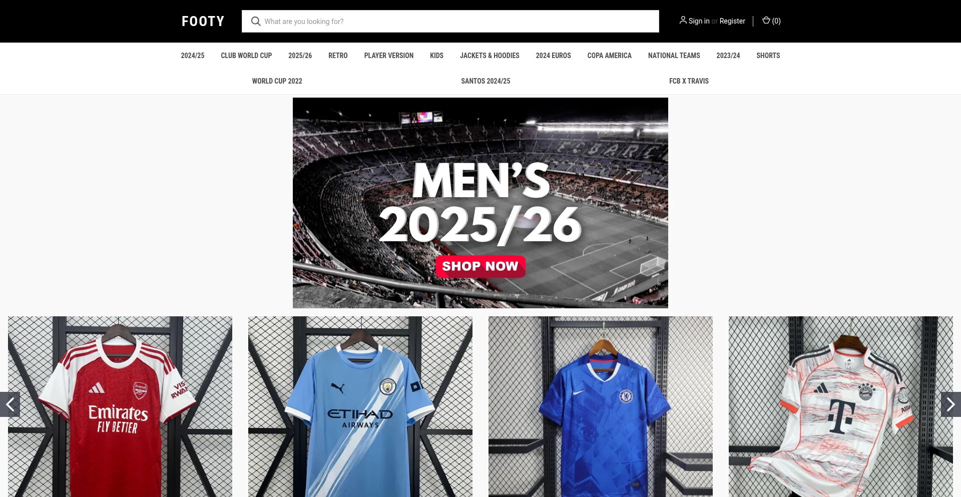 Website screenshot of Footyfanzone.com
