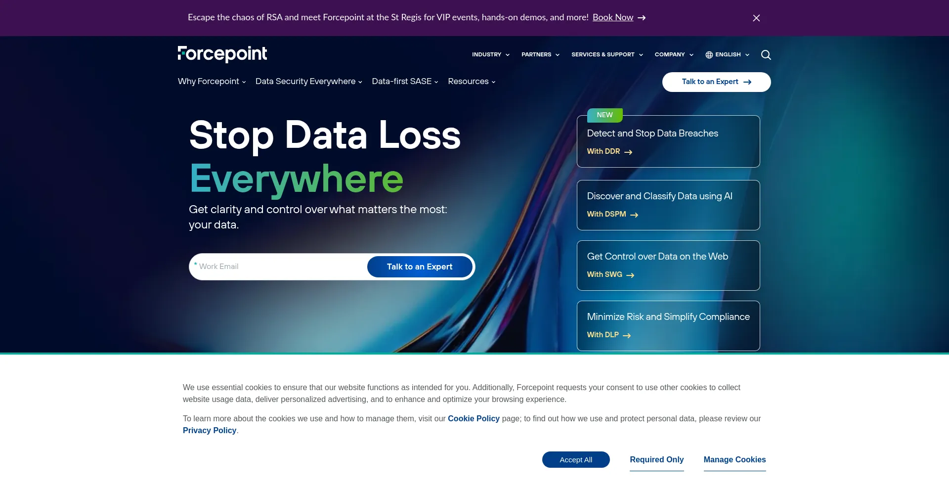 Website screenshot of Forcepoint.com