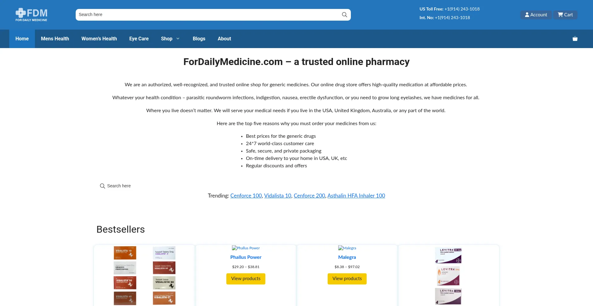 Website screenshot of Fordailymedicine.com