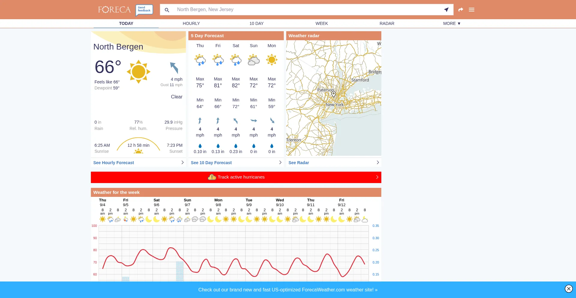 Website screenshot of Foreca.com