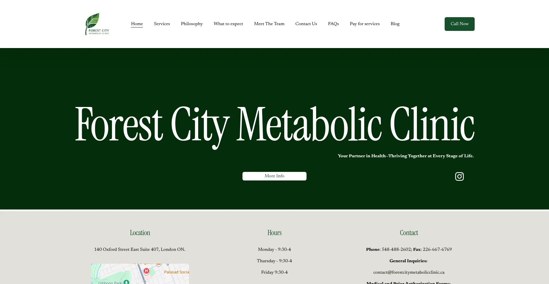 Website screenshot of Forestcitymetabolicclinic.ca