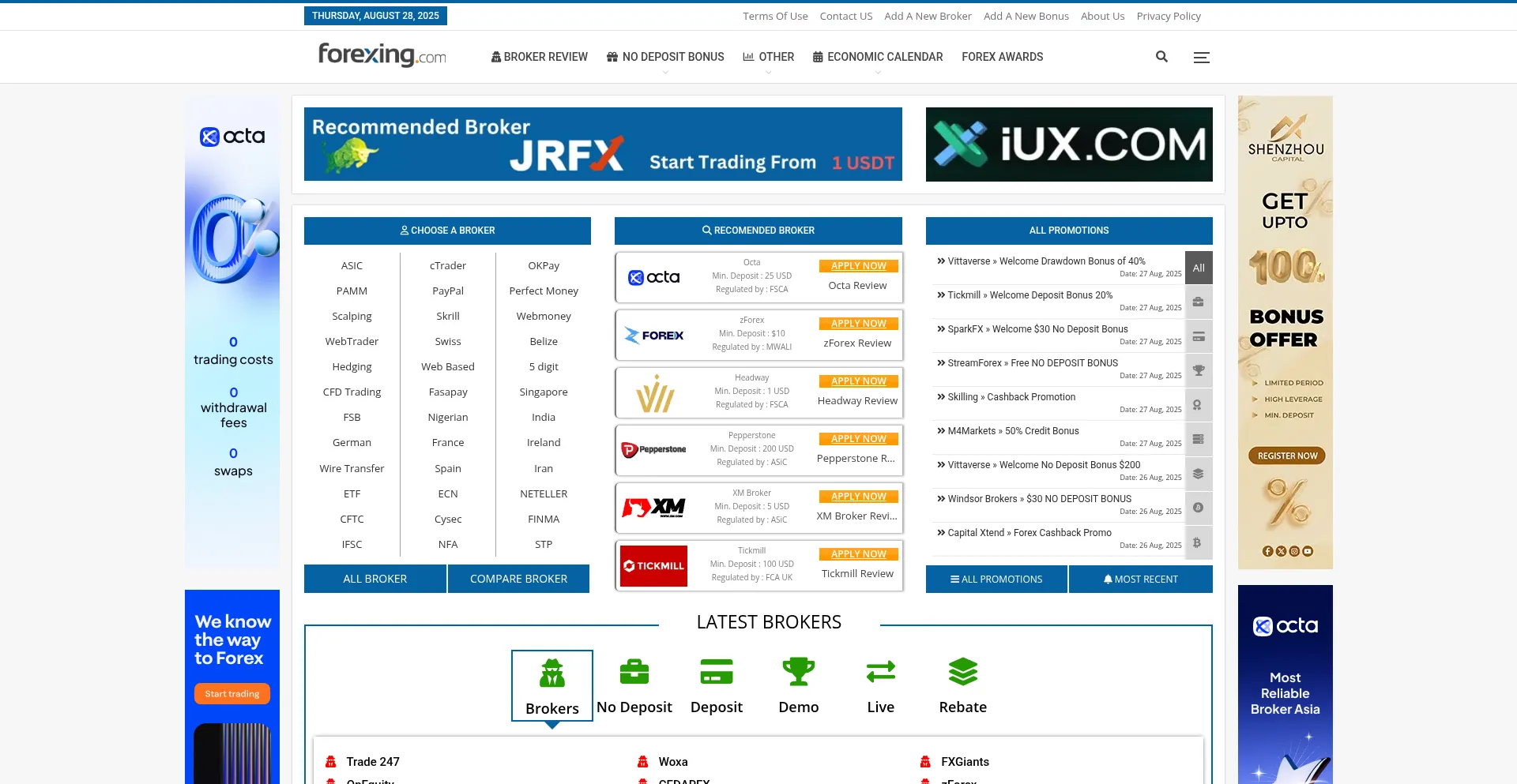 Website screenshot of Forexing.com