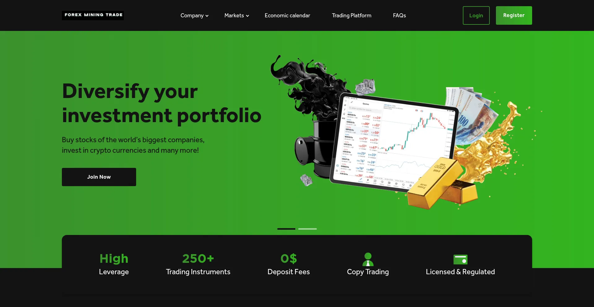 Website screenshot of Forexminingtrade.com