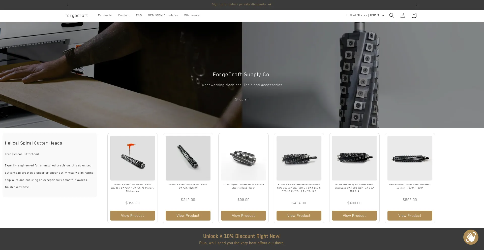 Website screenshot of Forgecraftsupplyco.com