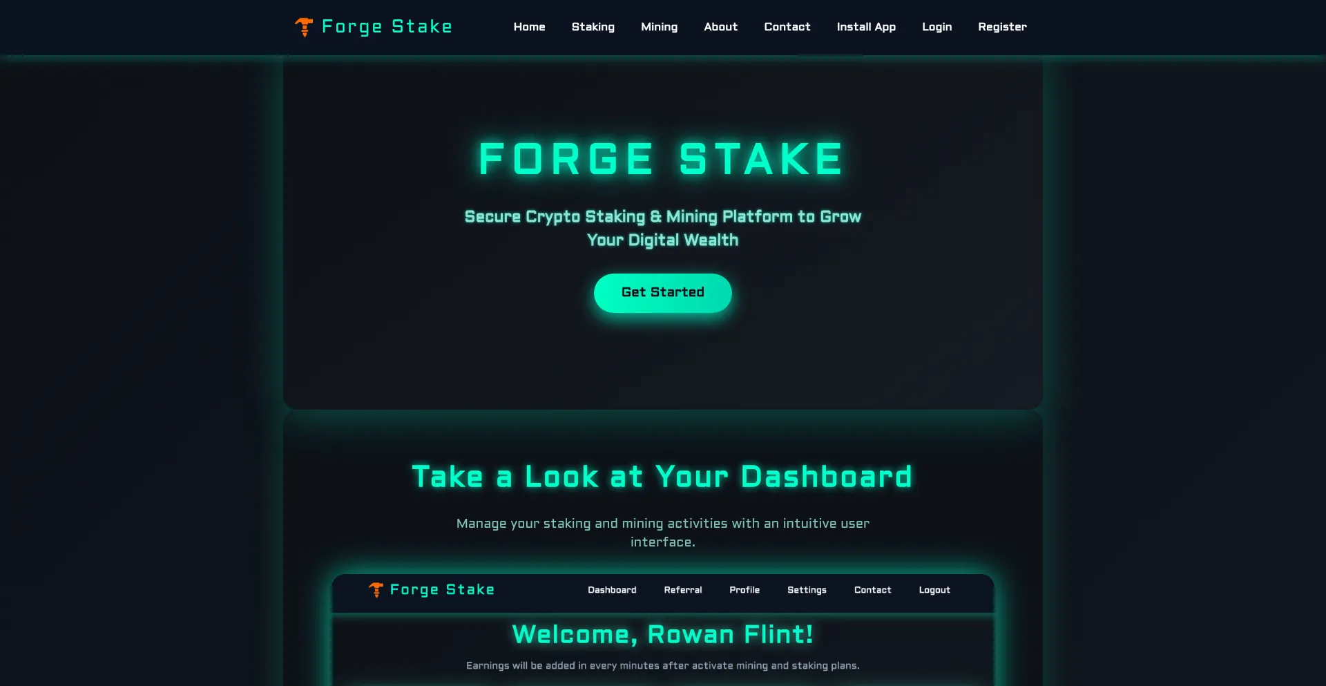 Website screenshot of Forgestake.com