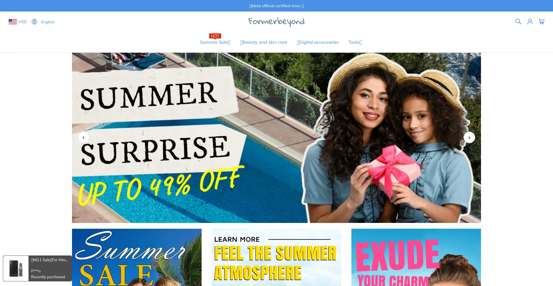 Website screenshot of Formerbeyond.com